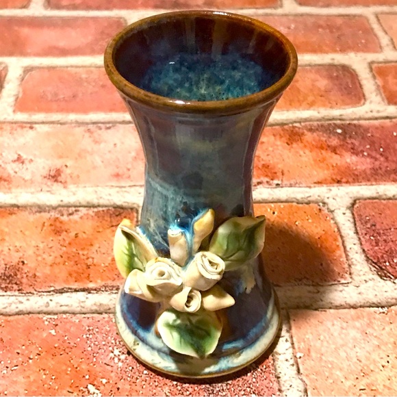 Poterie Agny Glazed Earthenware Eric LaCarte Rosebud Accent 5” Pottery Vase